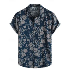 Retro Vintage Boho 1970s Shirt Hawaiian Shirts Hippie Floral Fancy Dress Men's Halloween Carnival Music Festival Beach Vacation Wear Retro Theme Party Adults' Shirt