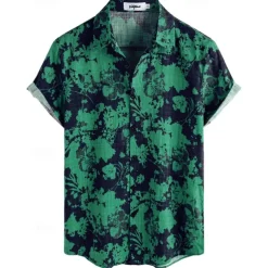 Retro Vintage Boho 1970s Shirt Hawaiian Shirts Hippie Floral Fancy Dress Men's Halloween Carnival Music Festival Beach Vacation Wear Retro Theme Party Adults' Shirt