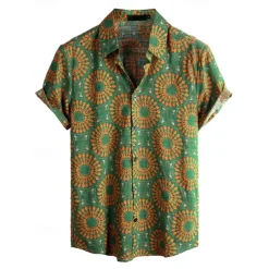 Retro Vintage Boho 1970s Shirt Hawaiian Shirts Hippie Tribal Ethnic African Pattern Fancy Dress Men's Halloween Carnival Music Festival Beach Vacation Wear Retro Theme Party Adults' Shirt