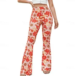 Retro Vintage Boho 1970s Trousers Bell Bottom Pants Flared Trousers Wide Leg Pants Hippie Women's Pride Parade Pride Month Adults' Pants