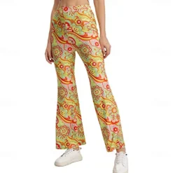 Retro Vintage Boho 1970s Trousers Bell Bottom Pants Flared Trousers Wide Leg Pants Hippie Women's Pride Parade Pride Month Adults' Pants