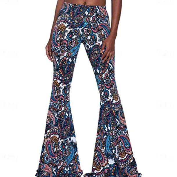 Retro Vintage Boho 1970s Trousers Bell Bottom Pants Flared Trousers Wide Leg Pants Hippie Women's Pride Parade Pride Month Adults' Pants