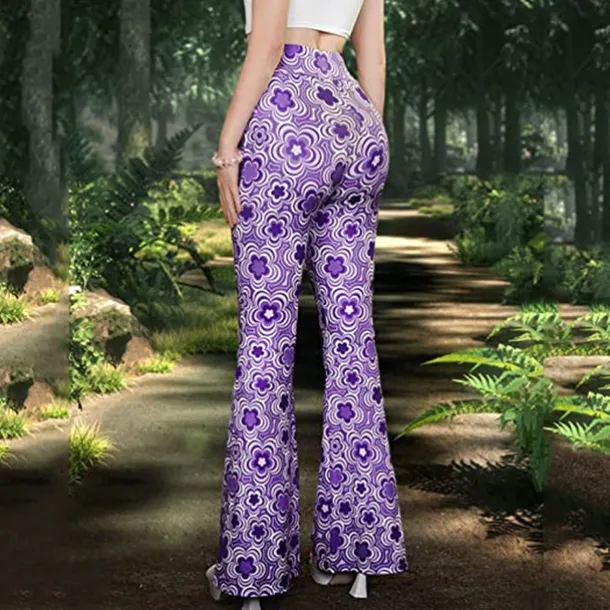 Retro Vintage Boho 1970s Trousers Bell Bottom Pants Flared Trousers Wide Leg Pants Hippie Women's Pride Parade Pride Month Adults' Pants