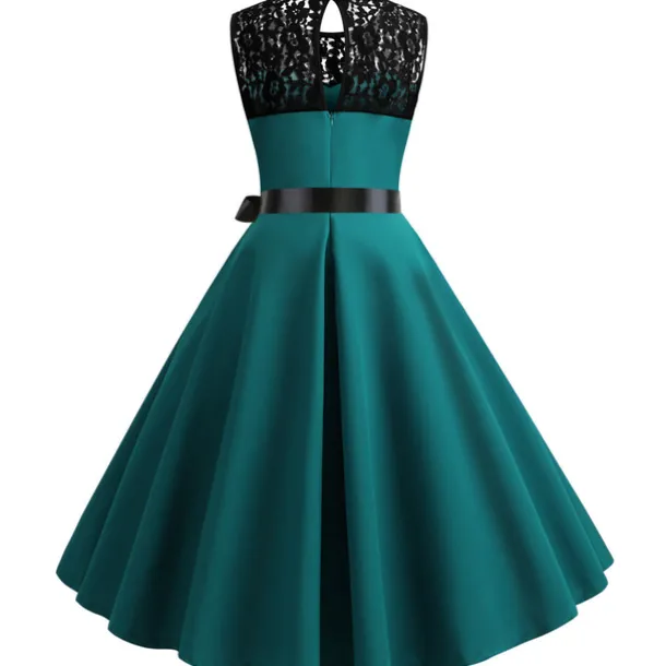Retro Vintage Hepburn Cocktail Dress Knee Length Dress Flare Dress Normal Sleeveless Jacquard Lace A-Line Round Neck Fancy Dress Women's Carnival New Year Masquerade Casual Dress Adults' Dress All