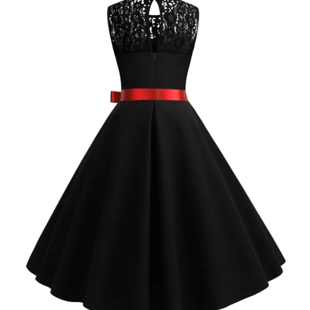 Retro Vintage Hepburn Cocktail Dress Knee Length Dress Flare Dress Normal Sleeveless Jacquard Lace A-Line Round Neck Fancy Dress Women's Carnival New Year Masquerade Casual Dress Adults' Dress All