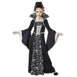 Retro Vintage Medieval Ball Gown Dress Halloween Costumes Witch Fancy Dress Girls' Walpurgis Night Masquerade Party Kid's Dress