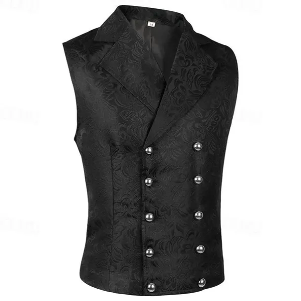 Retro Vintage Medieval Renaissance Coat Waistcoat Prince Knight Ritter Nobleman Jacquard Fancy Dress Men's Steampunk Adults' waistcoat