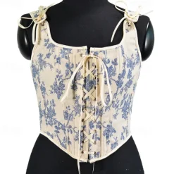 Retro Vintage Medieval Renaissance Corset Vest Bustier Viking Celtic Knight Elven Lace up Floral Fancy Dress Women's Celtic Fantasy Halloween Carnival Vacation Casual Daily LARP Adults' Corset