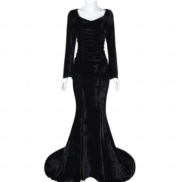 Retro Vintage Punk & Gothic Steampunk Dress Mermaid Dresses Plus Size Normal Witch Morticia Addams Fancy Dress Women's Girls' Fantasy Walpurgis Night Halloween Carnival Masquerade Party / Evening