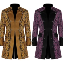 Retro Vintage Punk & Gothic Medieval Cosplay Costume Cloak Tuxedo Vampire Gentleman Fancy Dress Men's Pirate Royal Steampunk Halloween Carnival Masquerade Party / Evening Adults' Coat