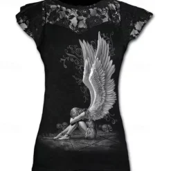 Retro Vintage Punk & Gothic T-shirt Halloween Costumes Skeleton Skull Lace Fancy Dress Women's Masquerade Party / Evening Adults' T-shirt