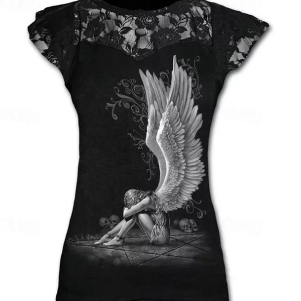 Retro Vintage Punk & Gothic T-shirt Halloween Costumes Skeleton Skull Lace Fancy Dress Women's Masquerade Party / Evening Adults' T-shirt