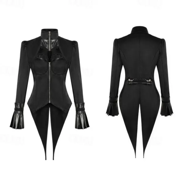 Retro Vintage Punk & Gothic Steampunk Coat Masquerade Tuxedo Vampire Plague Doctor Lace Fancy Dress Women's Halloween Carnival Masquerade Party Halloween Adults' Coat