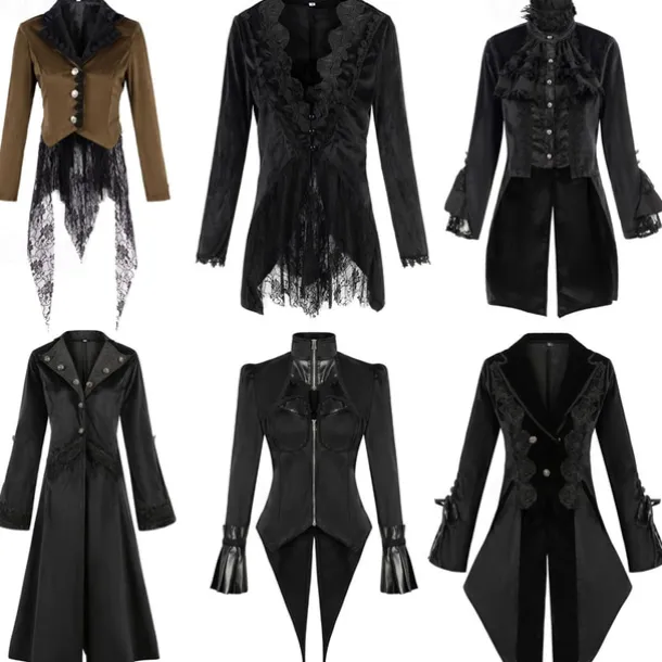 Retro Vintage Punk & Gothic Steampunk Coat Masquerade Tuxedo Vampire Plague Doctor Lace Fancy Dress Women's Halloween Carnival Masquerade Party Halloween Adults' Coat