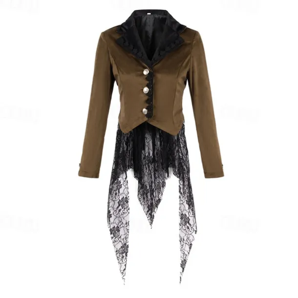 Retro Vintage Punk & Gothic Steampunk Coat Masquerade Tuxedo Vampire Plague Doctor Lace Fancy Dress Women's Halloween Carnival Masquerade Party Halloween Adults' Coat