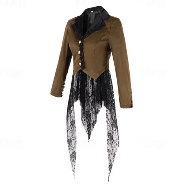 Retro Vintage Punk & Gothic Steampunk Coat Masquerade Tuxedo Vampire Plague Doctor Lace Fancy Dress Women's Halloween Carnival Masquerade Party Halloween Adults' Coat