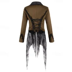 Retro Vintage Punk & Gothic Steampunk Coat Masquerade Tuxedo Vampire Plague Doctor Lace Fancy Dress Women's Halloween Carnival Masquerade Party Halloween Adults' Coat