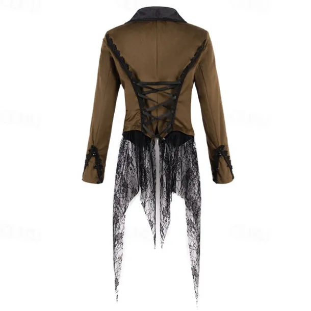 Retro Vintage Punk & Gothic Steampunk Coat Masquerade Tuxedo Vampire Plague Doctor Lace Fancy Dress Women's Halloween Carnival Masquerade Party Halloween Adults' Coat