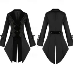 Retro Vintage Punk & Gothic Steampunk Coat Masquerade Tuxedo Vampire Plague Doctor Lace Fancy Dress Women's Halloween Carnival Masquerade Party Halloween Adults' Coat