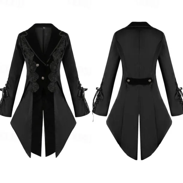 Retro Vintage Punk & Gothic Steampunk Coat Masquerade Tuxedo Vampire Plague Doctor Lace Fancy Dress Women's Halloween Carnival Masquerade Party Halloween Adults' Coat