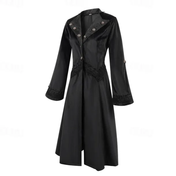 Retro Vintage Punk & Gothic Steampunk Coat Masquerade Tuxedo Vampire Plague Doctor Lace Fancy Dress Women's Halloween Carnival Masquerade Party Halloween Adults' Coat