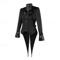 Retro Vintage Punk & Gothic Steampunk Coat Masquerade Tuxedo Vampire Plague Doctor Lace Fancy Dress Women's Halloween Carnival Masquerade Party Halloween Adults' Coat