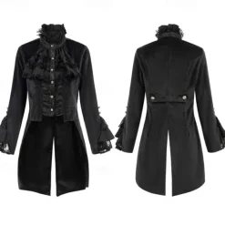 Retro Vintage Punk & Gothic Steampunk Coat Masquerade Tuxedo Vampire Plague Doctor Lace Fancy Dress Women's Halloween Carnival Masquerade Party Halloween Adults' Coat