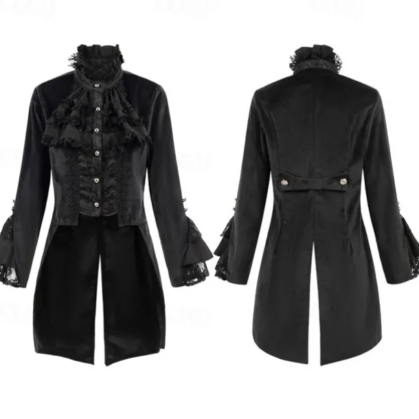 Retro Vintage Punk & Gothic Steampunk Coat Masquerade Tuxedo Vampire Plague Doctor Lace Fancy Dress Women's Halloween Carnival Masquerade Party Halloween Adults' Coat