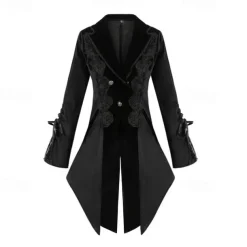 Retro Vintage Punk & Gothic Steampunk Coat Masquerade Tuxedo Vampire Plague Doctor Lace Fancy Dress Women's Halloween Carnival Masquerade Party Halloween Adults' Coat