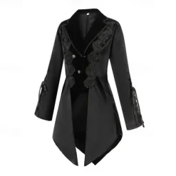 Retro Vintage Punk & Gothic Steampunk Coat Masquerade Tuxedo Vampire Plague Doctor Lace Fancy Dress Women's Halloween Carnival Masquerade Party Halloween Adults' Coat