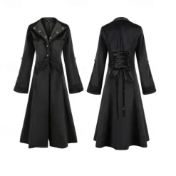 Retro Vintage Punk & Gothic Steampunk Coat Masquerade Tuxedo Vampire Plague Doctor Lace Fancy Dress Women's Halloween Carnival Masquerade Party Halloween Adults' Coat