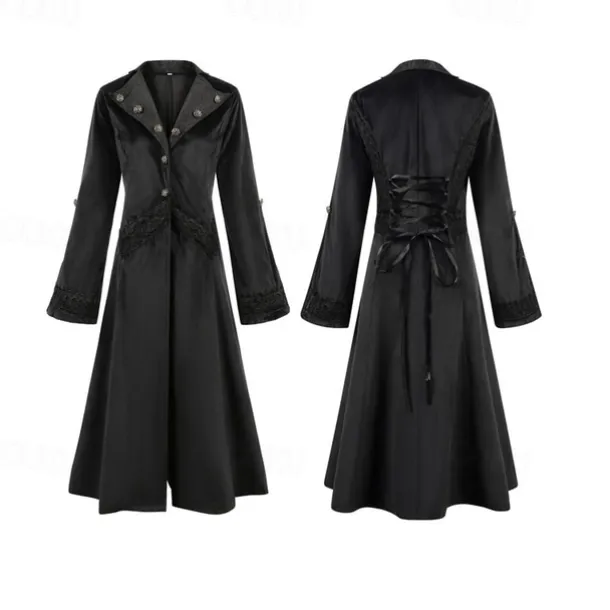 Retro Vintage Punk & Gothic Steampunk Coat Masquerade Tuxedo Vampire Plague Doctor Lace Fancy Dress Women's Halloween Carnival Masquerade Party Halloween Adults' Coat