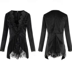 Retro Vintage Punk & Gothic Steampunk Coat Masquerade Tuxedo Vampire Plague Doctor Lace Fancy Dress Women's Halloween Carnival Masquerade Party Halloween Adults' Coat