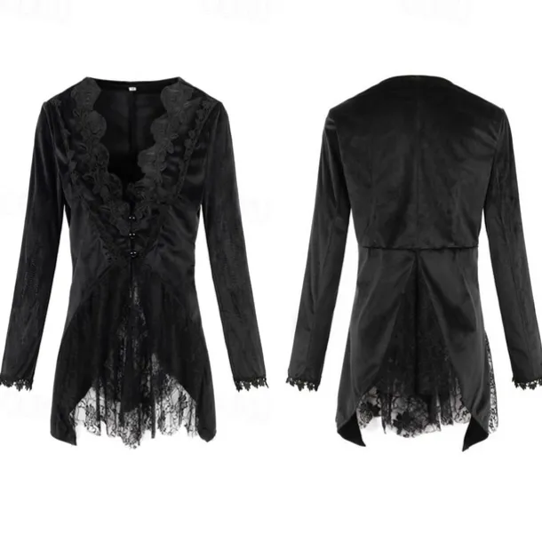 Retro Vintage Punk & Gothic Steampunk Coat Masquerade Tuxedo Vampire Plague Doctor Lace Fancy Dress Women's Halloween Carnival Masquerade Party Halloween Adults' Coat