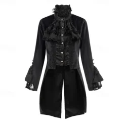 Retro Vintage Punk & Gothic Steampunk Coat Masquerade Tuxedo Vampire Plague Doctor Lace Fancy Dress Women's Halloween Carnival Masquerade Party Halloween Adults' Coat