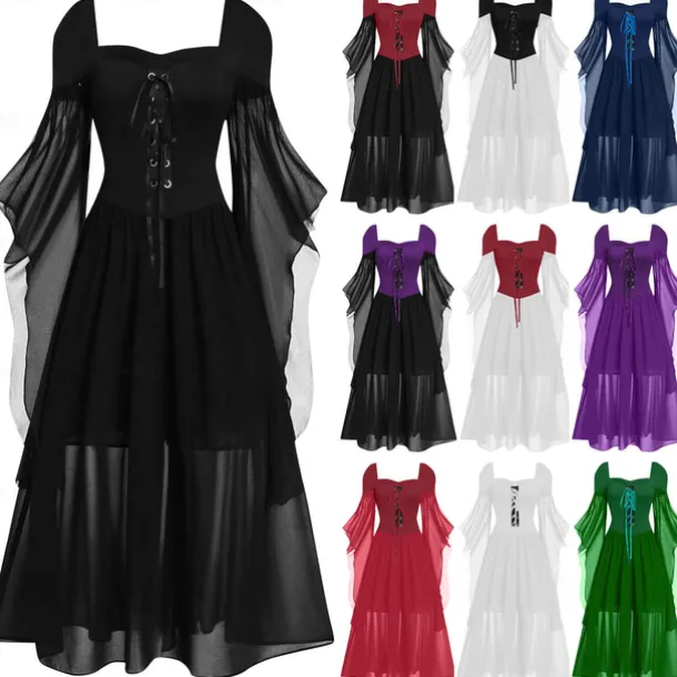 Retro Vintage Punk & Gothic Medieval Dress Witch Fancy Dress Women's Fantasy Steampunk Walpurgis Night Casual Daily Adults' Dress Spring & Summer