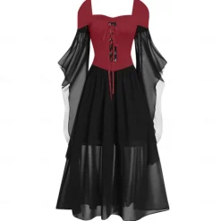 Retro Vintage Punk & Gothic Medieval Dress Witch Fancy Dress Women's Fantasy Steampunk Walpurgis Night Casual Daily Adults' Dress Spring & Summer