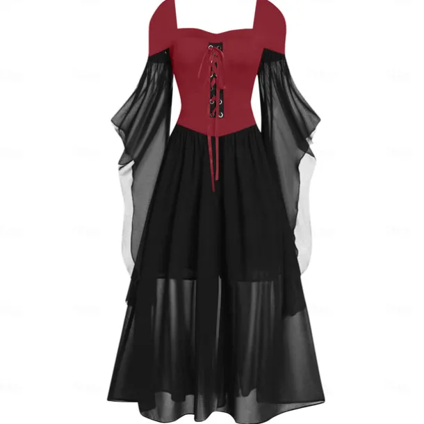 Retro Vintage Punk & Gothic Medieval Dress Witch Fancy Dress Women's Fantasy Steampunk Walpurgis Night Casual Daily Adults' Dress Spring & Summer