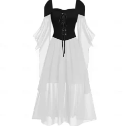 Retro Vintage Punk & Gothic Medieval Dress Witch Fancy Dress Women's Fantasy Steampunk Walpurgis Night Casual Daily Adults' Dress Spring & Summer