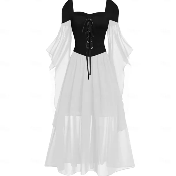 Retro Vintage Punk & Gothic Medieval Dress Witch Fancy Dress Women's Fantasy Steampunk Walpurgis Night Casual Daily Adults' Dress Spring & Summer