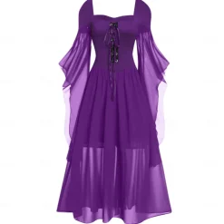 Retro Vintage Punk & Gothic Medieval Dress Witch Fancy Dress Women's Fantasy Steampunk Walpurgis Night Casual Daily Adults' Dress Spring & Summer