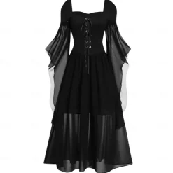 Retro Vintage Punk & Gothic Medieval Dress Witch Fancy Dress Women's Fantasy Steampunk Walpurgis Night Casual Daily Adults' Dress Spring & Summer