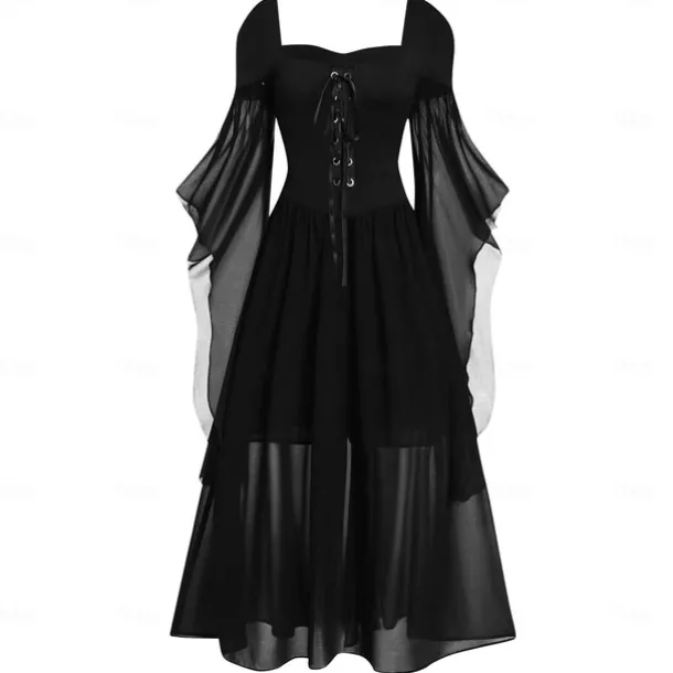Retro Vintage Punk & Gothic Medieval Dress Witch Fancy Dress Women's Fantasy Steampunk Walpurgis Night Casual Daily Adults' Dress Spring & Summer