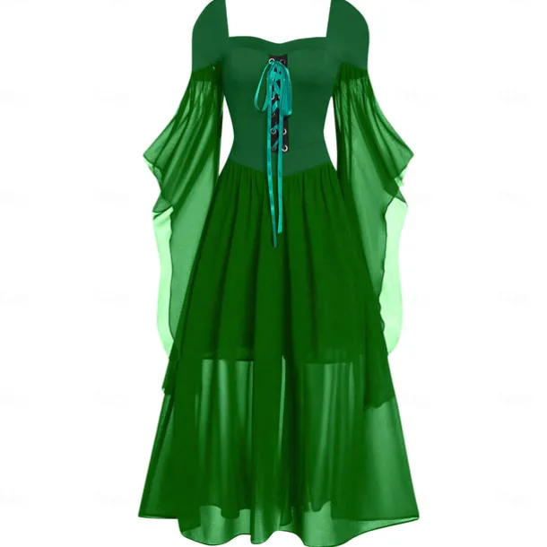 Retro Vintage Punk & Gothic Medieval Dress Witch Fancy Dress Women's Fantasy Steampunk Walpurgis Night Casual Daily Adults' Dress Spring & Summer