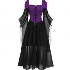 Retro Vintage Punk & Gothic Medieval Dress Witch Fancy Dress Women's Fantasy Steampunk Walpurgis Night Casual Daily Adults' Dress Spring & Summer