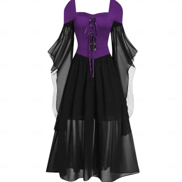 Retro Vintage Punk & Gothic Medieval Dress Witch Fancy Dress Women's Fantasy Steampunk Walpurgis Night Casual Daily Adults' Dress Spring & Summer