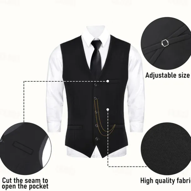 Retro Vintage Roaring 20s 1920s Outfits Vest Waistcoat The Great Gatsby Charleston Gentleman Fashion Fancy Dress Men's Christmas Halloween Carnival Prom Bachelorette Party Festival Adults' Vest More