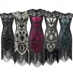 Retro Vintage Roaring 20s 1920s Flapper Dress Dress Masquerade The Great Gatsby Wedding Guest Sequins Tassel Fringe Fancy Dress Women's Masquerade Wedding Wedding Guest Party / Evening Adults' Dress