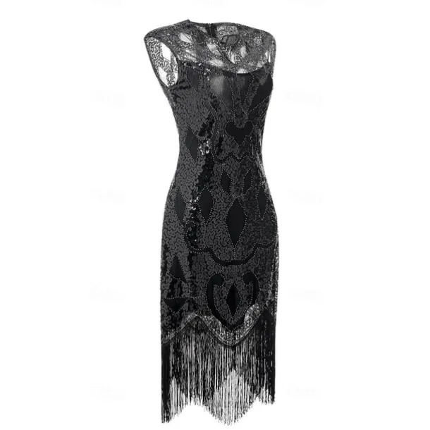 Retro Vintage Roaring 20s 1920s Flapper Dress Dress Masquerade The Great Gatsby Wedding Guest Sequins Tassel Fringe Fancy Dress Women's Masquerade Wedding Wedding Guest Party / Evening Adults' Dress