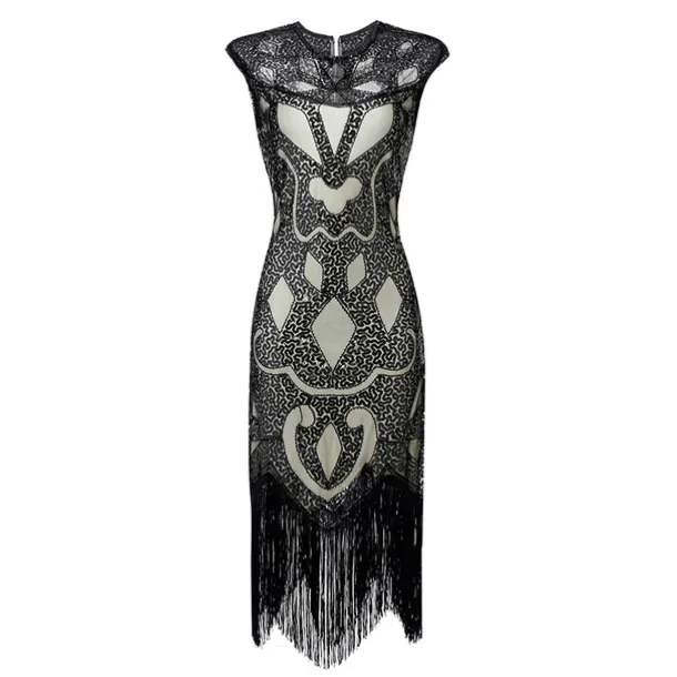 Retro Vintage Roaring 20s 1920s Flapper Dress Dress Masquerade The Great Gatsby Wedding Guest Sequins Tassel Fringe Fancy Dress Women's Masquerade Wedding Wedding Guest Party / Evening Adults' Dress